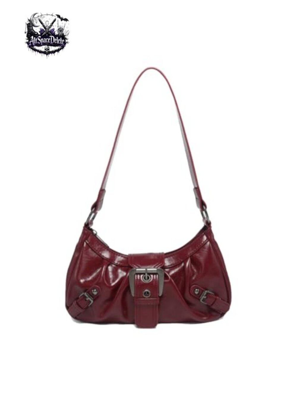 Y2K Faux Leather Hobo Shoulder Bag Buckle Punk Clutch Purse